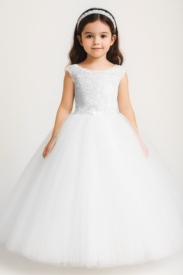 Bitsy Lace Flower Girl Dress – White
