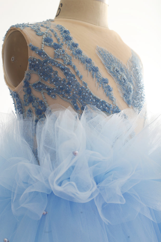 Dahlia's Blue Embroidered Birthday Dress