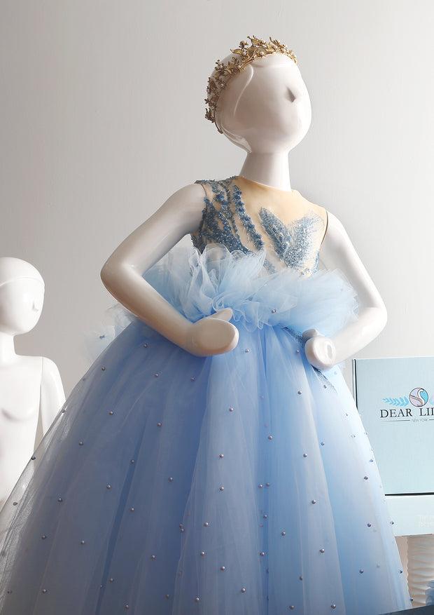 Dahlia's Blue Embroidered Birthday Dress