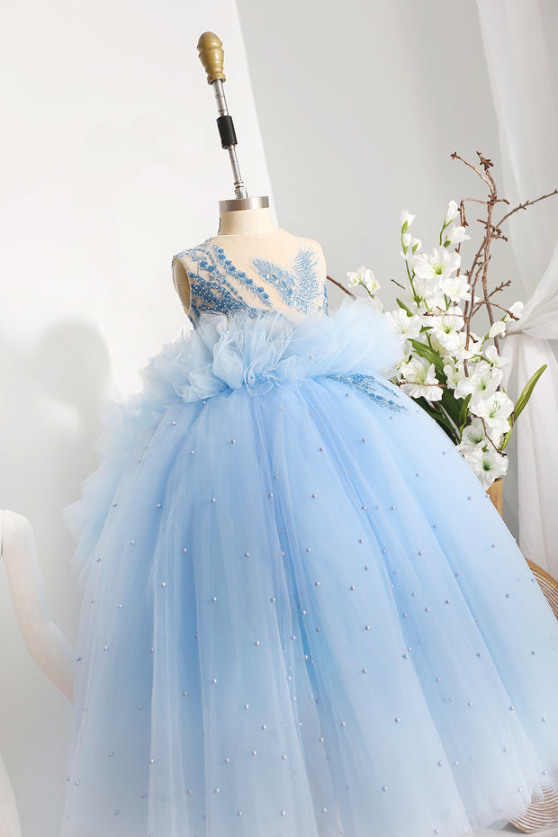 Dahlia's Blue Embroidered Birthday Dress