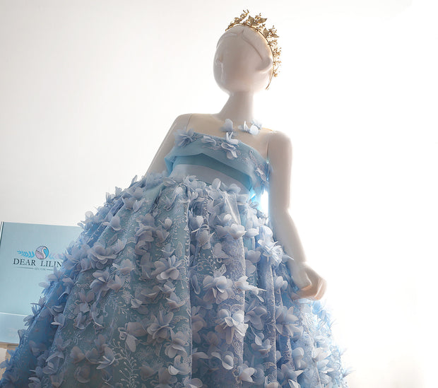 Fleur Du Jour Blue Floral Lace Dress