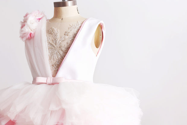 girls light pink and white ombre dress