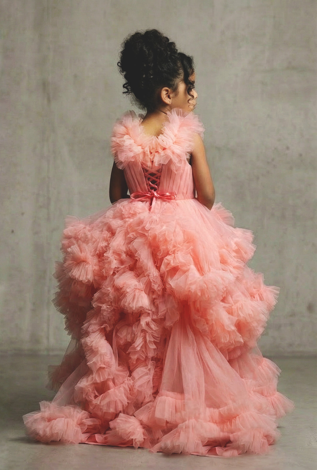 Luxury Coral Blush Pink Couture Flower Girl Dress – Dear Liline