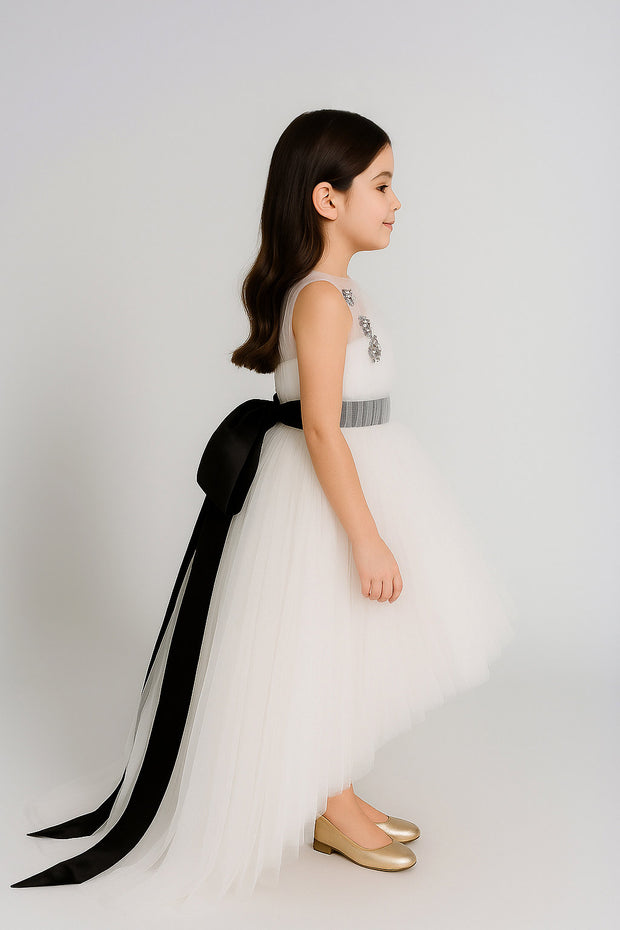 Hollie Gathered Tulle open Back Gown