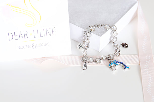 Swarovski Crystal Personalized Dolphin Bracelet - Dear Liline